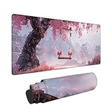 ゲーミン マウスパッド 大型 桜 デスクマッ大型 風景 特大 ゲーミングマウスパッド 滑り止め ゴム底 防水 耐久性 おおきい キーボードマット仕事 ゲーム オフィス ホーム用 800x400x3mm -36887