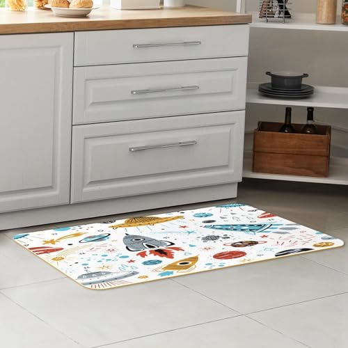 Alfombrilla de cocina lavable antideslizante pack de 2 tapetes absorbentes con estrellas 7