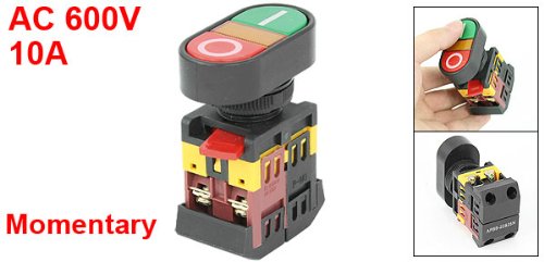 Sourcingmap ON-Off Start Stop Push Button w Light Indicator Momentary Switch AC 600V 10A, Yellow - Image 2