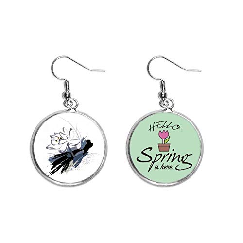 Pendientes de loto de tinta ligeros para orejas sensibles en primavera
