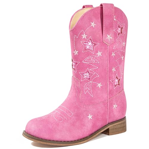 Toddler Girls Cowboy Boots Sparkly Star Mid Calf