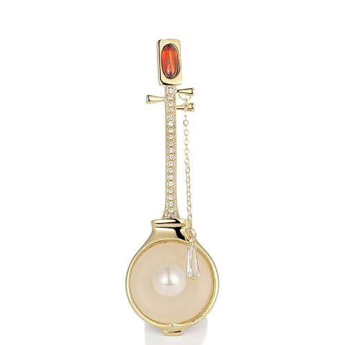 Broche Huqin en jade blanc élégante en cornaline avec perle de corsage accessoire, Métal Zinc Acrylique