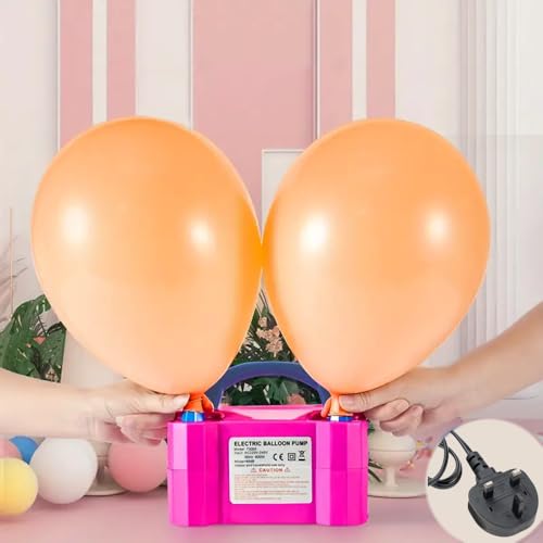 HEXAR Electric Air Balloon Pump Portable Inflator Dual-Nozzle 3 Pin Plug Automatic Inflator Air Balloon Blower Filler Party Balloon Arch & Column Stand 220V 600W Air Pump