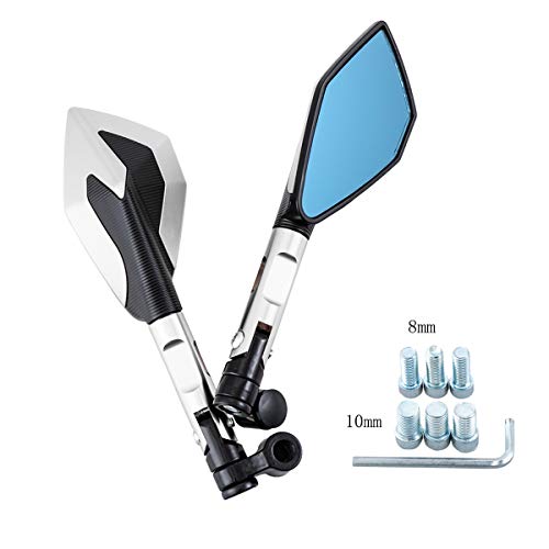 Universal Motorcycle Side Mirrors With 8Mm 10Mm Bolts For Gy6 Scooter Dirt Street Quad Bike Cruiser Atv (Silver) #TOP1