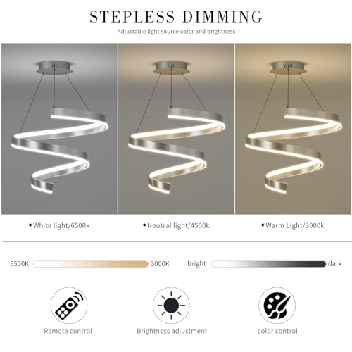 Lustre plafonnier LED 3 anneaux YangRy design chic et intensité variable pour salon