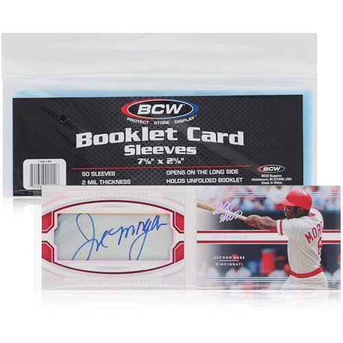 BCW Booklet Card Sleeves - 50 Pack | Crystal Clear Polypropylene Sleeves for Ultimate Preservation and Display | 7 3/8 x 2 5/8 Inches | Acid-Free Protection for Trading Card Booklets by BCW - Used condition - US$5.34