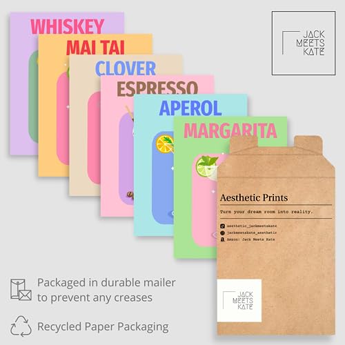 Jack Meets Kate Preppy Room Decor Aesthetic, Cocktail Posters Dining Room Wall Decor, Trendy Prints, Funky Wall Art Gift For Girls Party Apartment Dorm Kitchen Living Room, Unframed, Pack Of 6, 8”X10” #TOP3