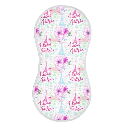 Flower Paris Love Baby Burp Cloths Baby Bibs Burp Clothes Cotton Burping Cloths for Babies Burp Cloth Curved Absorbent Washcloths for 22x11IN Baby Boy Girl Essentials,2 Pack2