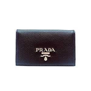 Prada Black Vitello Grain Soft Calf Leather Credit Card Case Wallet 1MC122
