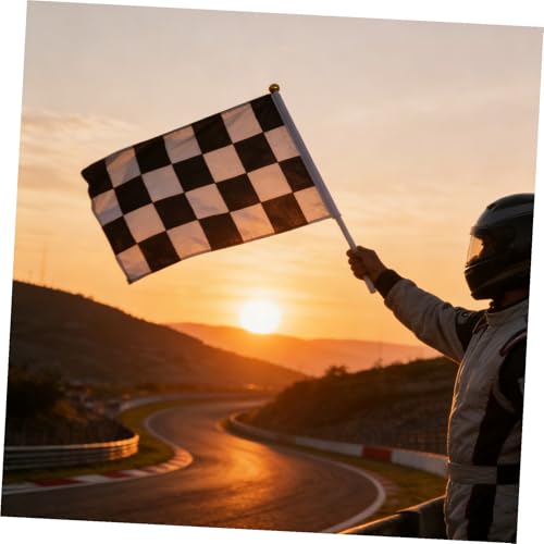 Banderas de cuadros para carreras TOYANDONA | Pack de 10 minibanderas para circuitos 6