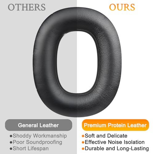 Almohadillas de repuesto SOULWIT para auriculares Marshall Monitor III (edición 3.0) ANC, cojines para orejas con cuero proteínico suave y espuma viscoelástica de alta densidad - Negro miniatura 4