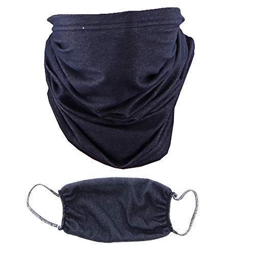 Neck Gaiter and Matching Face Mask Made in the USA Cotton Poly Masks & Balaclava - Denim