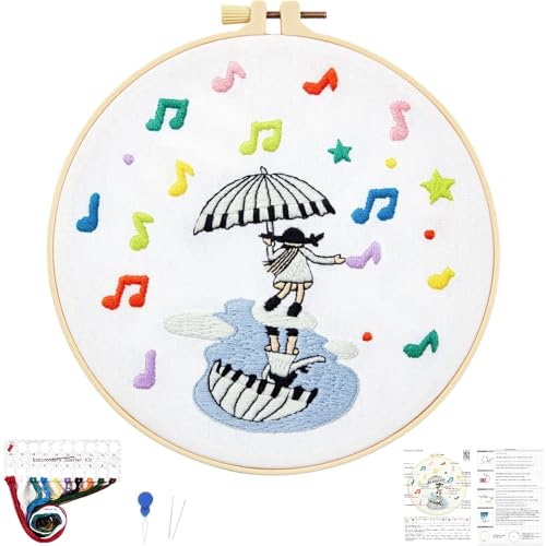 Image of Hand DIY Embroidery Kits for Beginners Adults, Cute Crewel Embroidery Art Kits, Stamped Cross Stitch Kits for Beginners Adults Craft Kits for Women, Entire Set of Embroidery Supplies & Video Tutorial