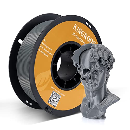 Image of Kingroon PLA 3D Printer Filament, Dimensional Accuracy + /- 0.02 mm, 1 kg Spool(2.2lbs), 1.75 mm,Grey
