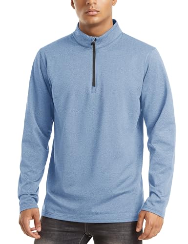 Image of TACVASEN Men's Sports Shirts 1 /4 Zip Long Sleeve Fleece Lined Running Workout Pullover Tops Sweatshirt