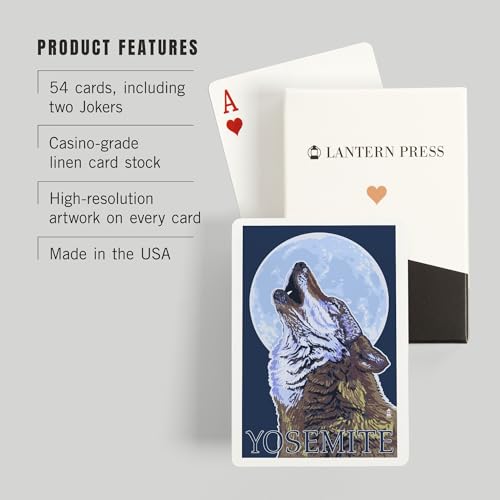 Lantern Press Yosemite California Wolf Howling Naipes Póker miniatura 3