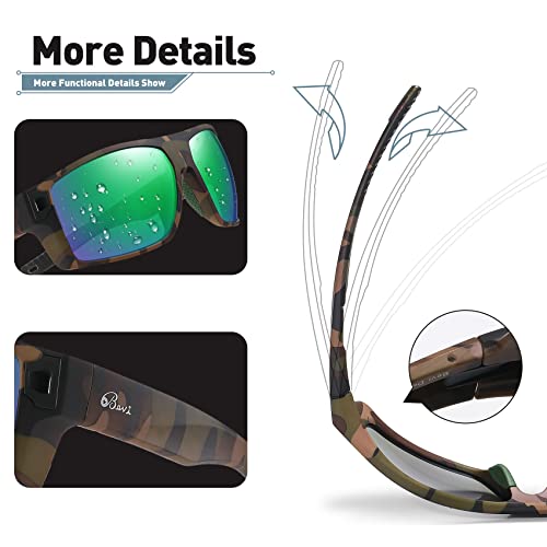 Image of Bevi Square Polarized Sunglasses UV 400 Protection with TR90 Lightweight Frame Glasses for Women Men