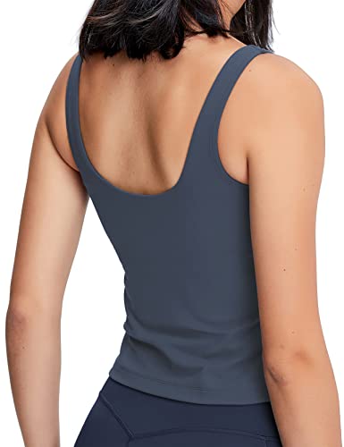 Image of POSHDIVAH Longline Sports Bra Workout Tank Tops | Padded, Removable Pads, Built in bra, Wirefree, Buttery Smooth, Soft, Fitness, Running, Yoga, Wide Straps, U-back
