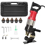 1400W Electric Hydraulic Hole Puncher, 22T Heavy Duty Hydraulic Hole Punch for Metal, Portable Punching Machine with 5 Dies - Precise Drilling for Aluminum Copper Plate Angle Iron Steel, MHP-20