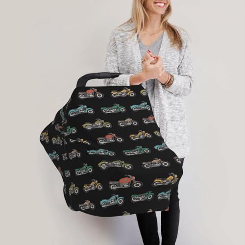 Image of Motorcycle Baby Stuff Car Seat Cover for Baby,Mom Nursing Breastfeeding Covers,Multi-Use Car Seat Canopy Carrier Cover,Stroller Cover Newborn Shower Gift for Boys Girls