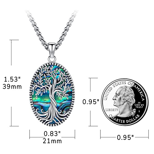 Tree of Life Necklace 925 Sterling Silver Pendant Urn Necklaces for Ashes Picture Locket Necklace Mom Necklace Viking Necklace Crystals Celtic Knot Obsidian Abalone Shell Turquoise Jewelry Women Men4