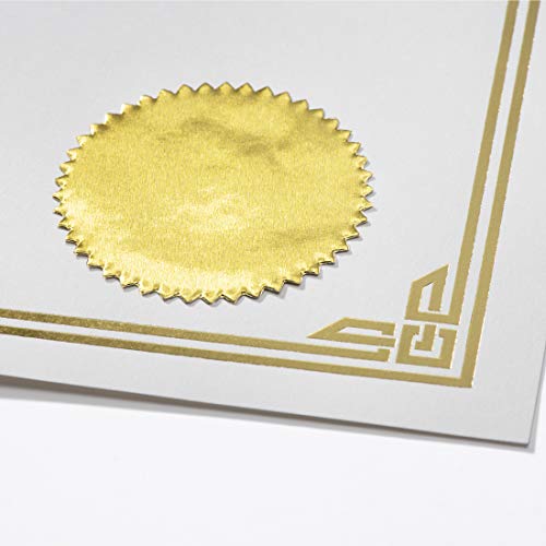 PaperDirect Plain Gold Foil Embossing Serrated Edge Certificate Seals, 2 Inch, Self Adhesive, 100 per Pack, Embossed Seals for Certificates, Achievement and Award Stickers for School, Work, Diploma