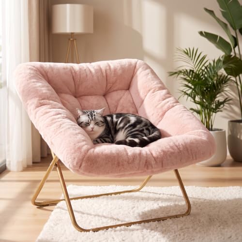 DUMOS Faux Fur Saucer Chair for Adults...