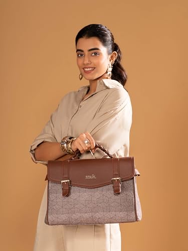 Image of ZOUK Heritage Satchel Bag - Gwalior Weaves | Jute | Vegan Leather Handcrafted With Detachable Sling Strap