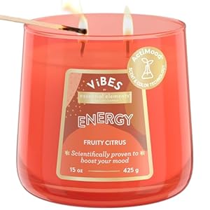 Candle-Lite Vibes Fruity Citrus Mood-Enhancing Scented Candles, 15 oz Jar, Aromatherapy, Proudly Poured in The USA, 2-Wick, 86 Hours Burn Time, Perfect Relaxation Gift