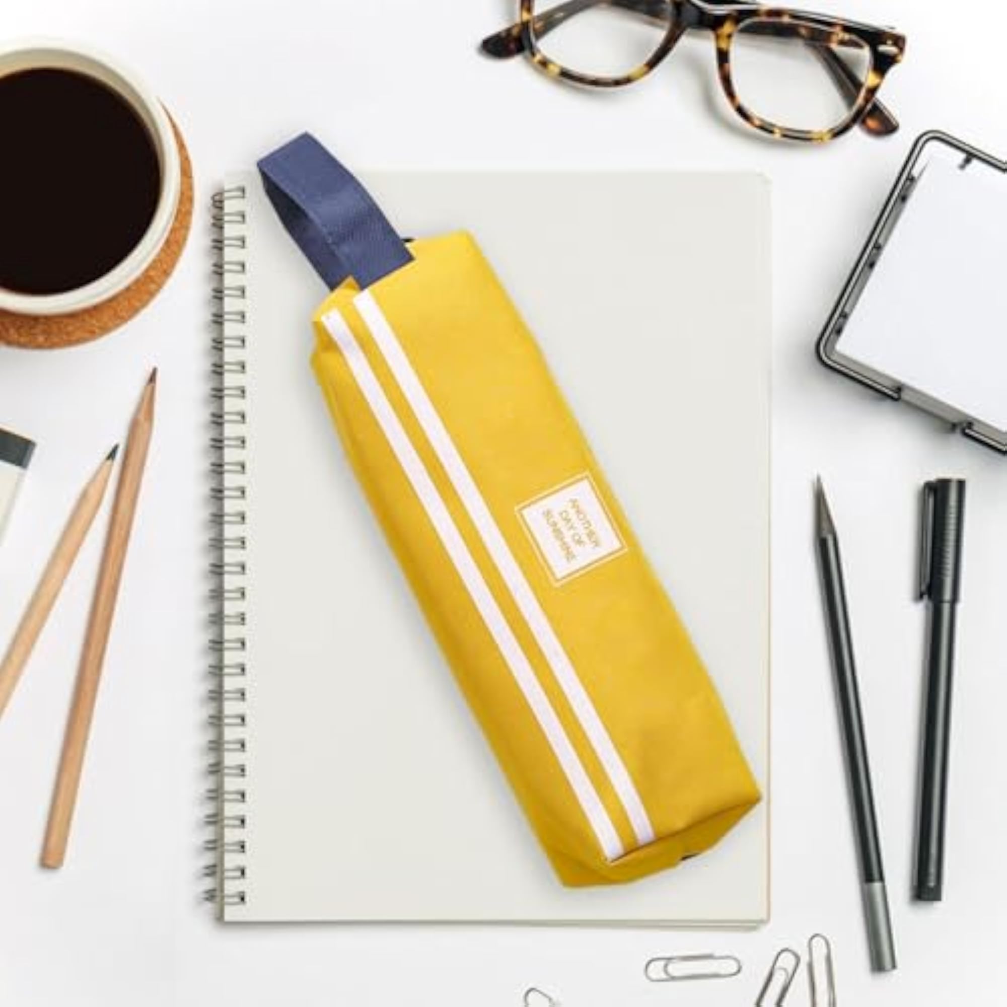 Large Capacity Yellow Stationery Organizer for Teens