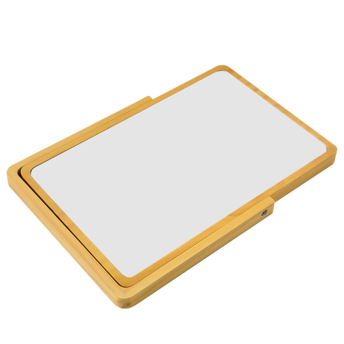Miroir de maquillage rond argenté avec bords lisses pour coiffeuse de chambre