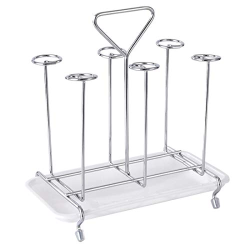 HMANE Cup Drying Rack Stand, 6 Cup Metal Glass Cup Rack Mug Draining