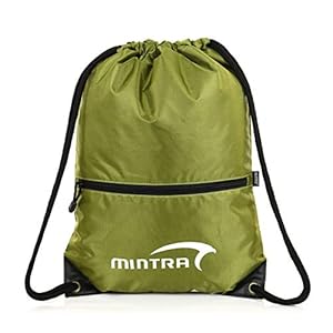 Mintra Sports Drawstring Bags – Backpack, Cinch Sack, Sports, Gym (Green, Rush (14in x 18in))