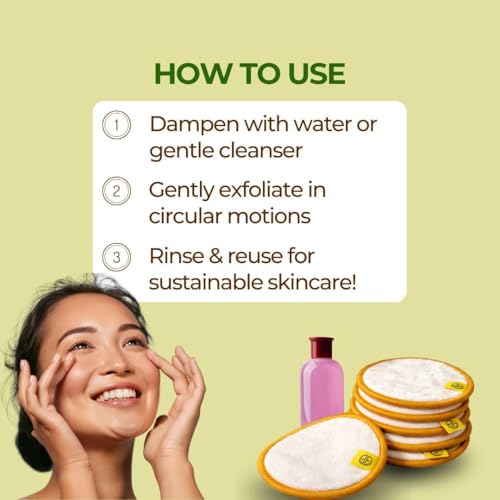 Image of Reusable Bamboo Cotton Pads for Makeup Removal & Face Cleansing | Ultra Soft, Washable up to 60 Times | Use with Toner, Micellar Water & Cleanser | Pack of 1