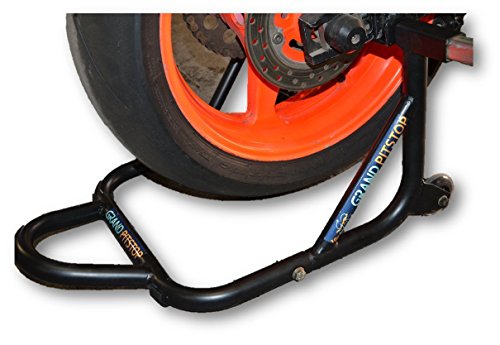 Image of GrandPitstop Rear Paddock Stand with Swing Arm Slider Spool Bobbin M8 (Black and Orange)