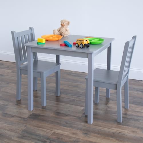 Image of Humble Crew Toddler Table and Chair Set for Kids, Wood Activity Furniture | Sturdy 3 piece playroom or bedroom desk, perfect size for crafts, snacks, homework, and learning, includes 2 matching seats