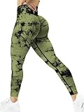 SENBAN Scrunch Butt Lift Leggings for Women High Waist Seamless Yoga Pants Workout Gym Tie Dye Compr
