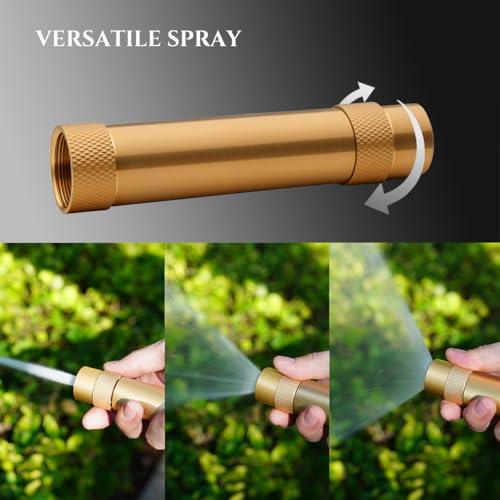 Wiseflow Brass Twist Hose Nozzle, High Pressure Adjustable Spray, 2 Rubber Washers, Heavy Duty Brass Garden Hose Nozzle for Watering Plants and Lawn, Car Washing, Patio and Pet by Wiseflow - Image 5