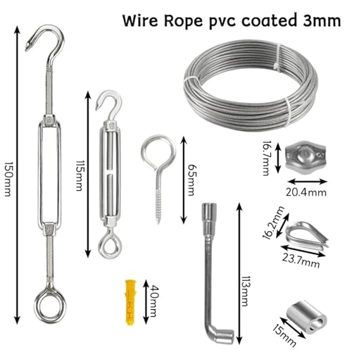 Cable de acero inoxidable para evitar la caída de ropa y luces de exterior 30M 5