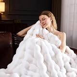 YBIKE Kunstpelz-Kuscheldecke mit Hase-Design Wurfdecke aus Blasenstoff 150x130cm, Luxuriöse Flauschige und Weiche Pelz-Sherpa Decke für Bett, Sofa, Couch (Beige)