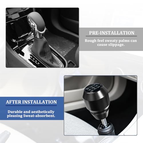 TNAIYH Car Gear Shift Knob, 5 6 Speed Aluminum Alloy Vehicle Gear Shift Knob Head, Manual Automotive Transmission Lever Stick Shift Handle Accessories, Universal for SUV, Sedan, Truck (Black)