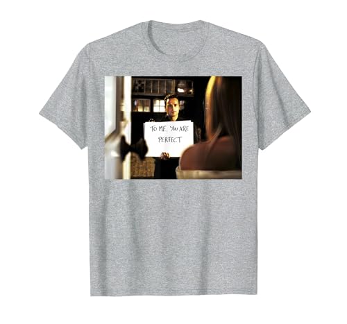 Love Actually to Me You are Perfect Movie Frame T-Shirt, Men, Heather Grey, Large