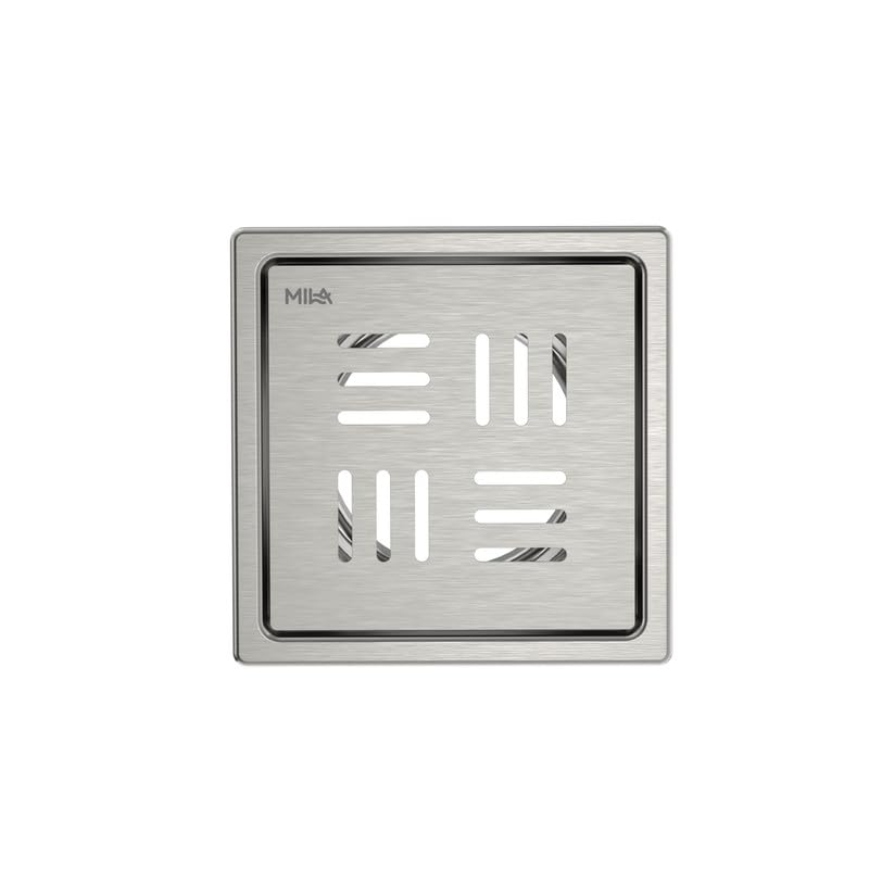 Image of Mila 5x5 Inch Floor Drain | 2-Piece Jali | 304 Grade Stainless Steel | Rust Resistant | Anti-Clog | Fast Drainage | Bathroom & Kitchen | Matte Finish | 1.5 Yr Warranty.