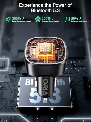 ORIA Bluetooth FM Transmitter Auto, Bluetooth 5.3 Adapter für Auto Radio, Rauschunterdrückung...