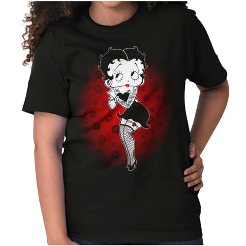 Amazon.com: Betty Boop Dark Goth Tattoo Skull Womens Graphic T