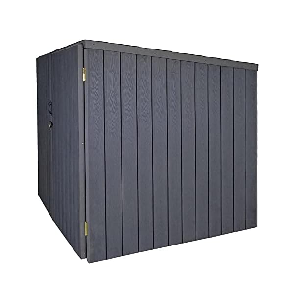 Mendler WPC-Fahrradgarage HWC-J29, Geräteschuppen Fahrradbox, Metall Holzoptik abschließbar - 4 Räder 172x213x160cm grau – Bild 7