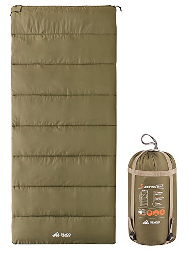 Semoo Dekenslaapzak - lichte compacte slaapzak ideaal voor lente en zomer - 190 x 84 cm/1kg - olijfgroen