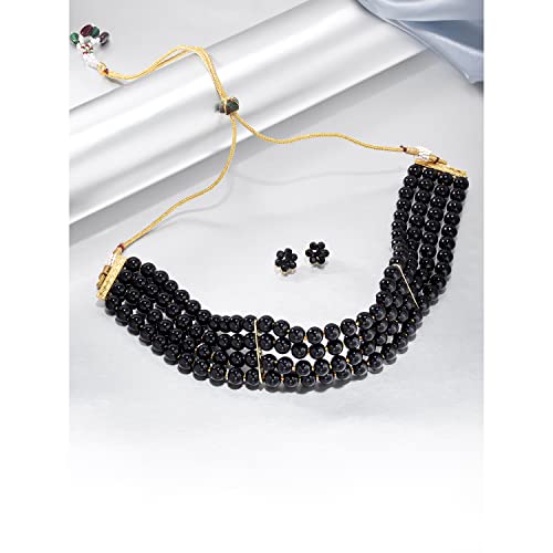 Image of Peora Traditional Maharani Haar Necklace with Earrings Bridal Jewellery Set Gift for Women