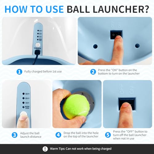 Orifesio Ballwurfmaschine für Hunde, Ballmaschine Hund mit 6 Tennisbälle, Interaktives Hundespielzeug Elektrisch für Kleine Hunde, Hund Tennis Ballmaschine für Innen und Außen