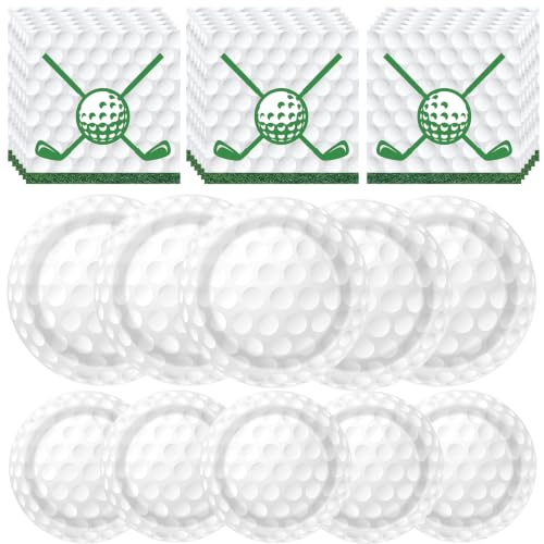 LLKJYXGS Golf Party Decorations 48Pcs Golf Ball Birthday Party Supplies Golf Plates and Napkins for Golf Themed Party Hole in One Birthday Decorations